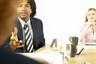 Businessman talking to boss
