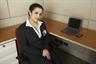Woman in cubicle